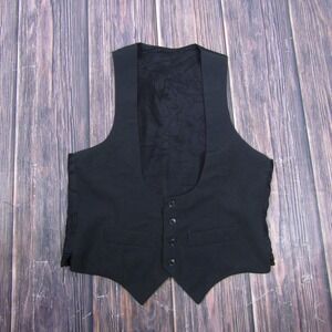 Suit Vest Mens 42 Black 3 Piece Four-Button Dress Waistcoat Belted Formal